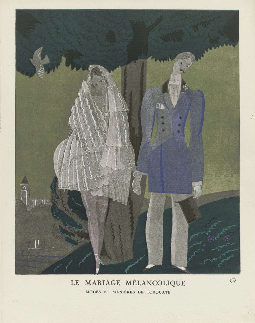 The Melankolic Marriage, pub. 1921 (stensiltrykk) av Charles Martin