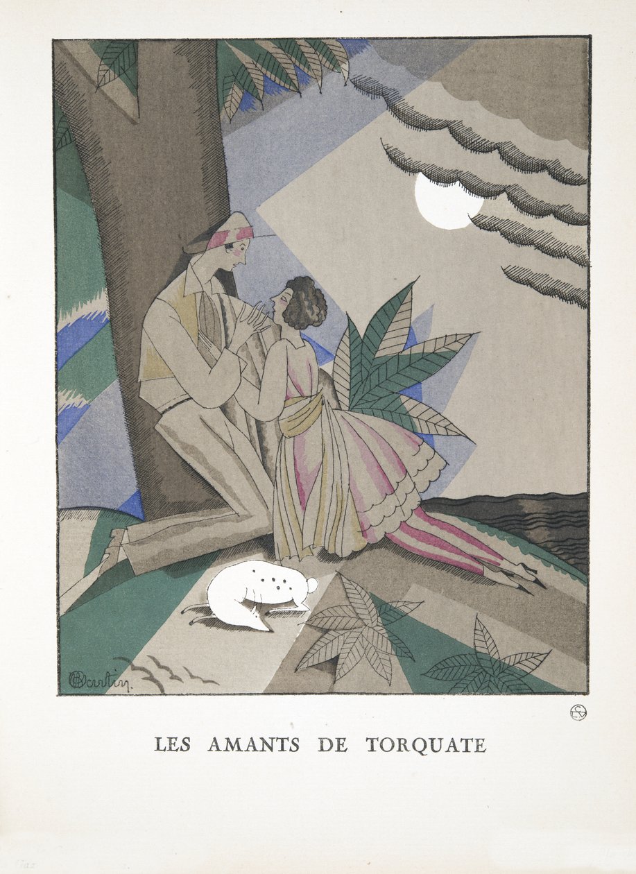 Les Amants de Torquate, fra en samling av moteplater, 1921 (stensiltrykk) av Charles Martin