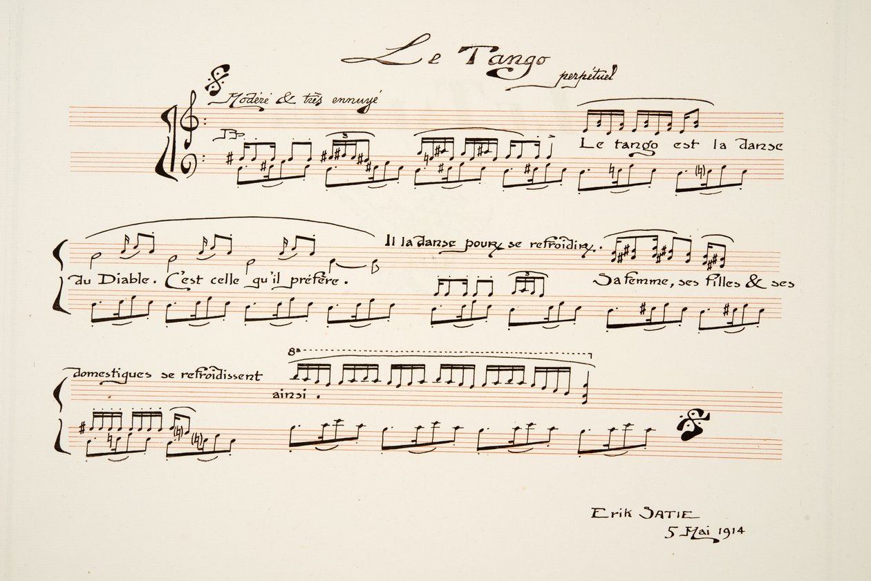 Musikalsk partitur for Le Tango, fra Sports & Entertainment, pub. 1914 (stensiltrykk) av Charles Martin