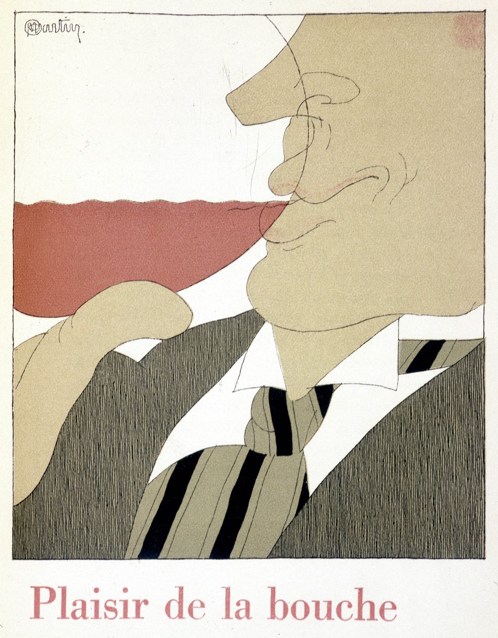 Munnens glede - i "" Monseigneur le vin", tegning av Charles Martin (1884-1934), hefte av Nicolas Establishments av Charles Martin