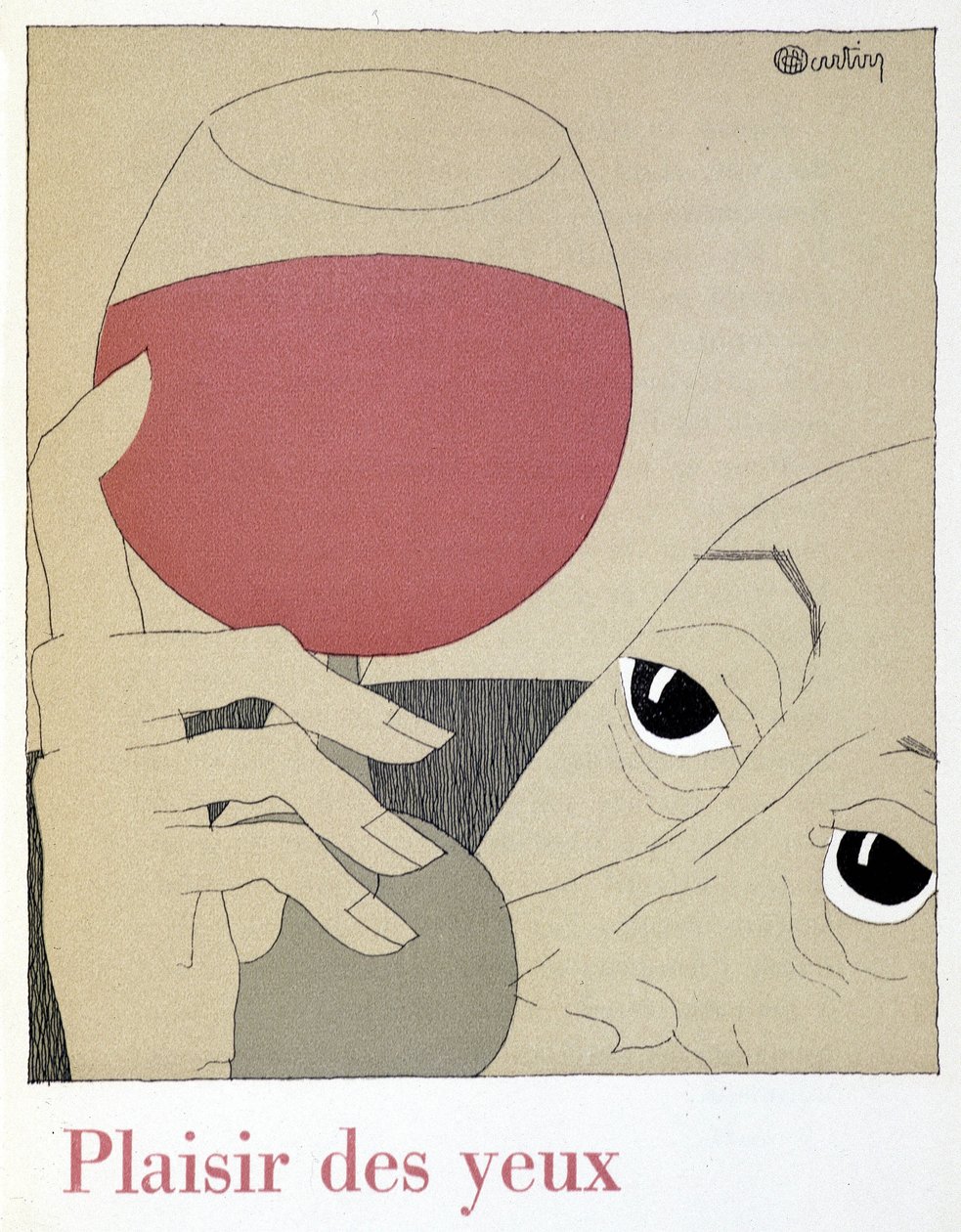 Glede for øynene - i ""Monseigneur le vin"", tegning av Charles Martin (1884-1934), hefte fra Etablissements Nicolas av Charles Martin