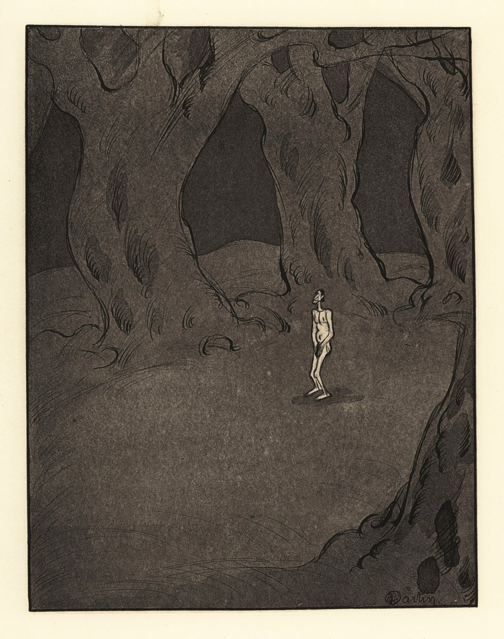Renaud frarøvet klærne, pengene og hesten hans av tyver. av Charles Martin