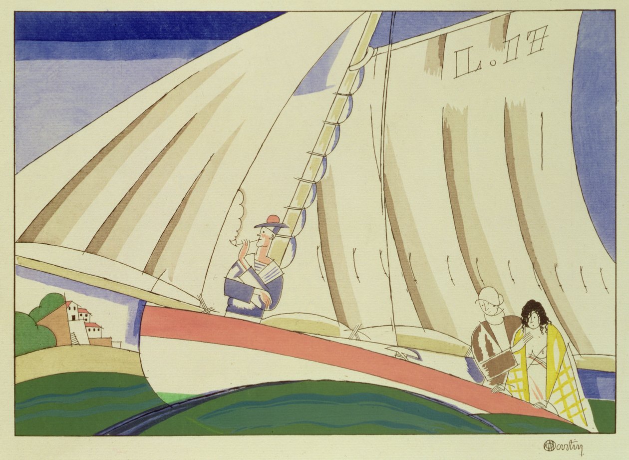 Yachting, ca. 1920 (stensil på papir) av Charles Martin