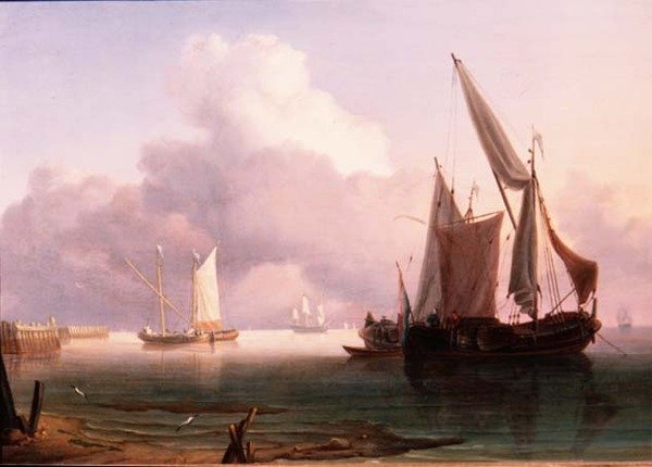 Becalmed elvemunning med nederlandske rosa av Charles Martin Powell