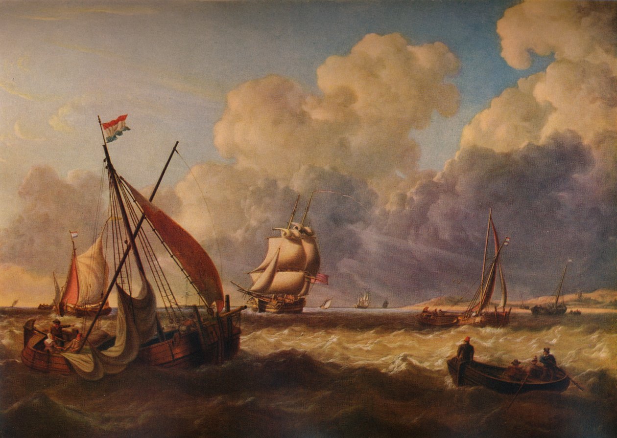 Fiskebåter utenfor den nederlandske kysten, 1823 av Charles Martin Powell