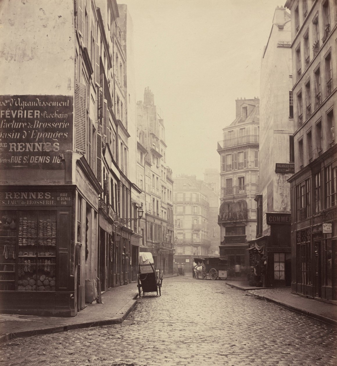Rue des Lombards, sett fra rue des Lavandières Sainte-Opportune av Charles Marville