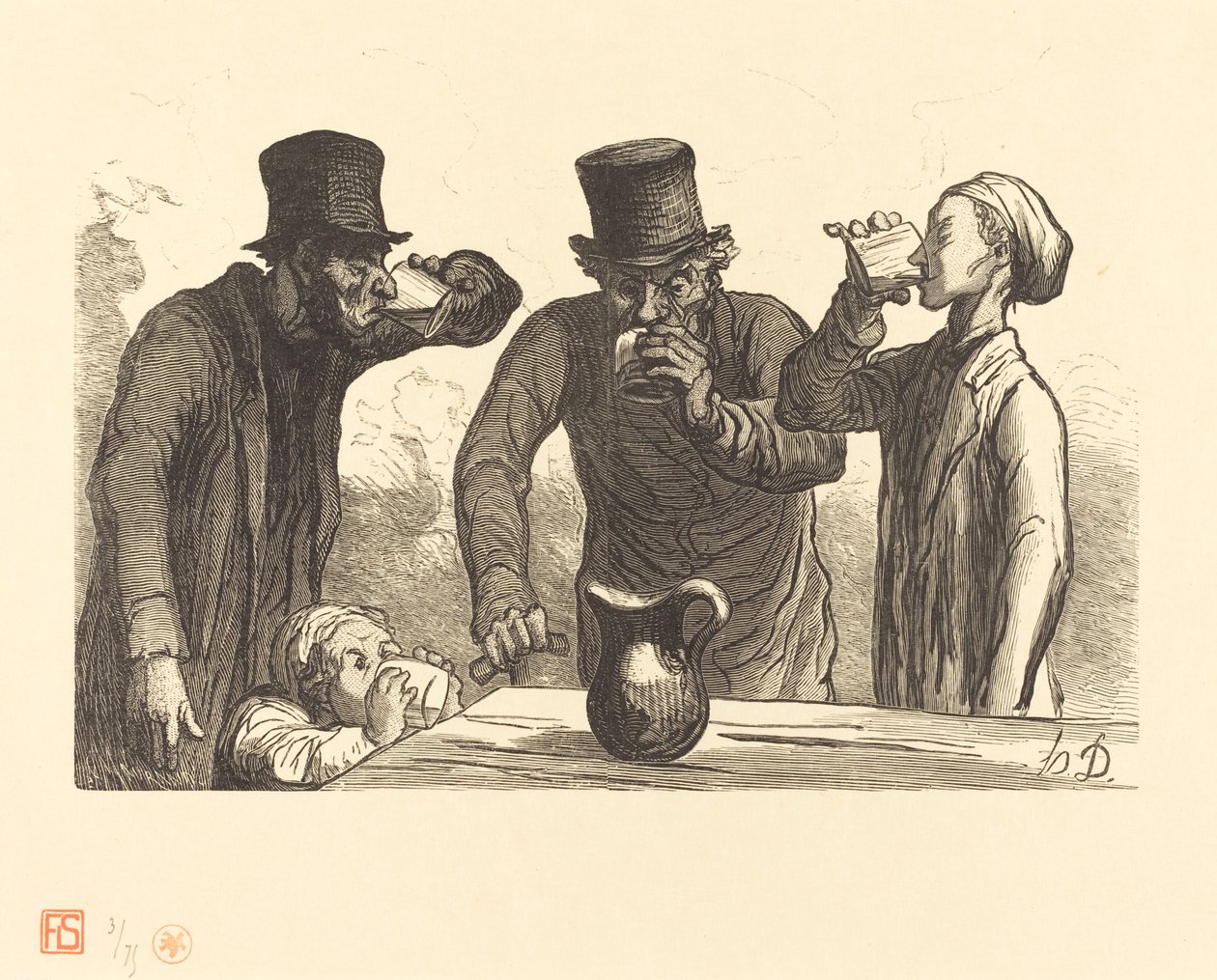 Drikkerens fysiologi: de fire aldre av Charles Maurand after Honoré Daumier