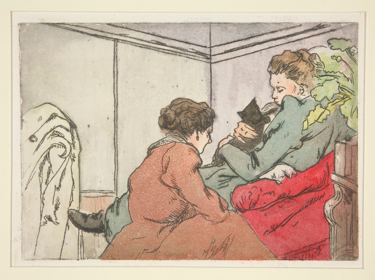 Kvinne med en katt (La Femme au chat) av Charles Maurin
