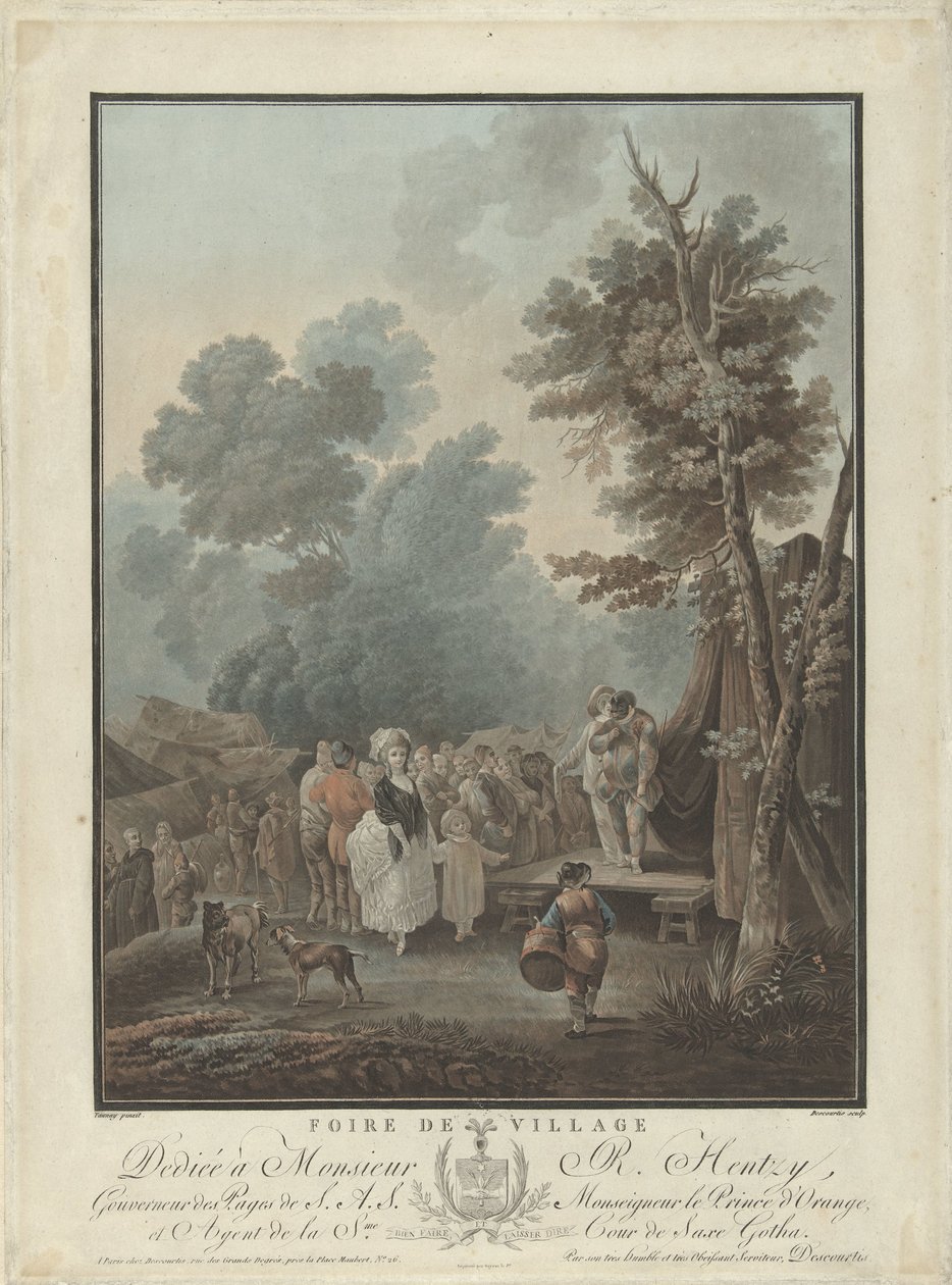 landsbyfestival Foire de Village (tittel på objekt) Fire sjangerscener (serietittel) av Charles Melchior Descourtis