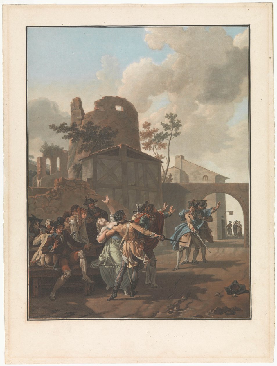 Fire scener av landsbyliv Argumentet La Rixe Fire sjangerscener av landsbylivet (serietittel) av Charles Melchior Descourtis