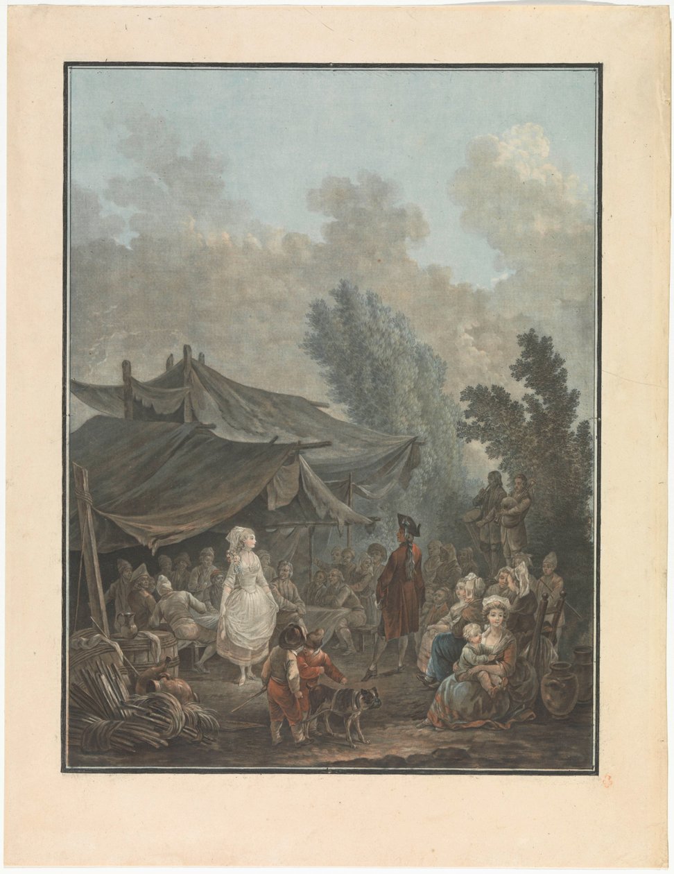 Fire scener av landsbyliv Landsbybryllup Noce de Village Fire sjangerscener av landsbylivet (serietittel) av Charles Melchior Descourtis