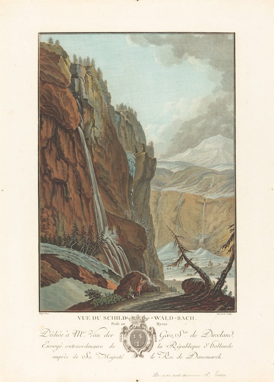 Vue du Schild-Wald-Bach-prisen i Hyver, 1785. av Charles Melchior Descourtis