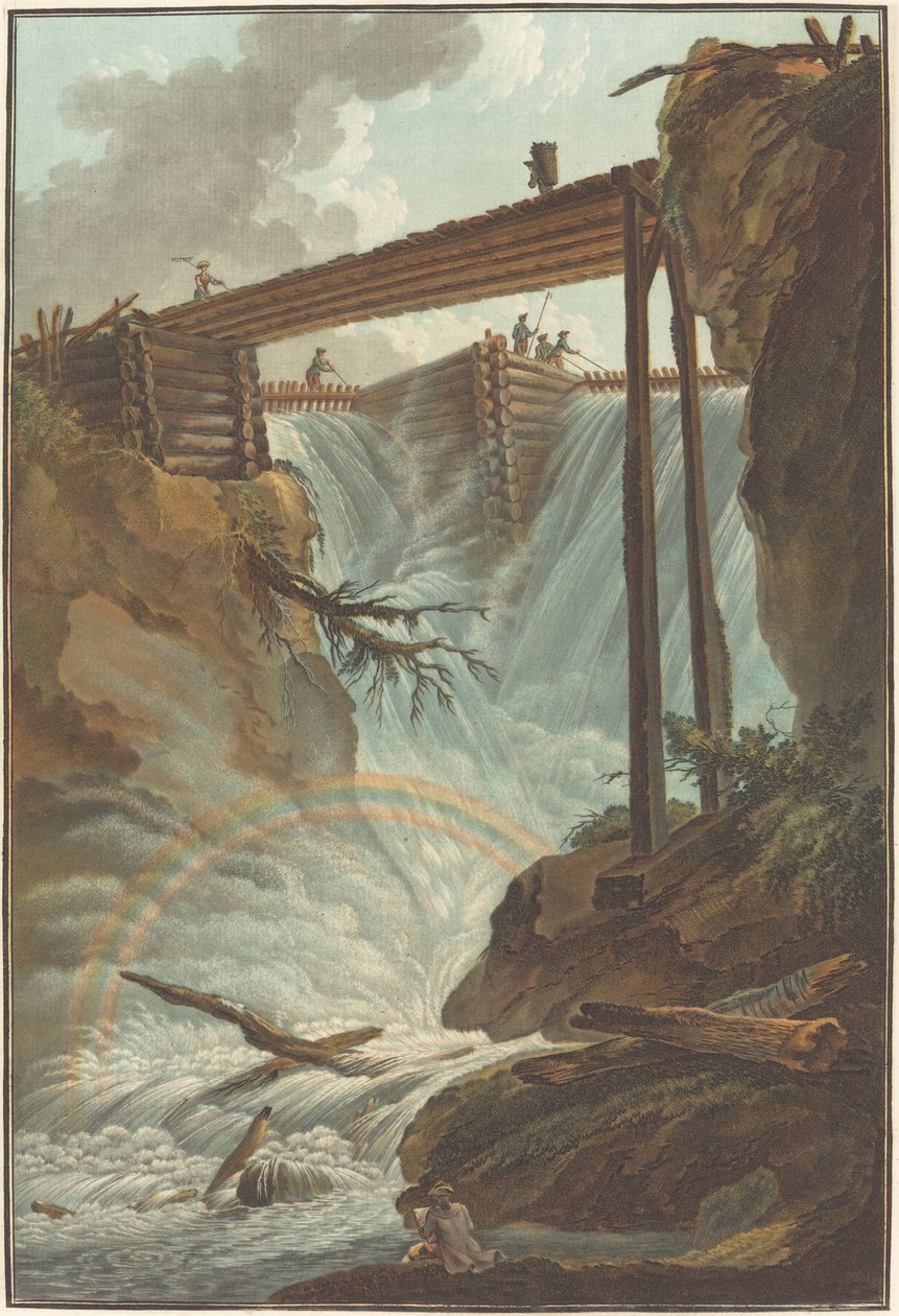 Foss av Tritt i Muhlethal-dalen av Charles Melchior Descourtis after Caspar Wolf