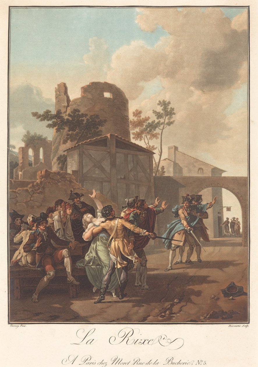 La Rixe (The Brawl) av Charles Melchior Descourtis after Nicolas Antoine Taunay