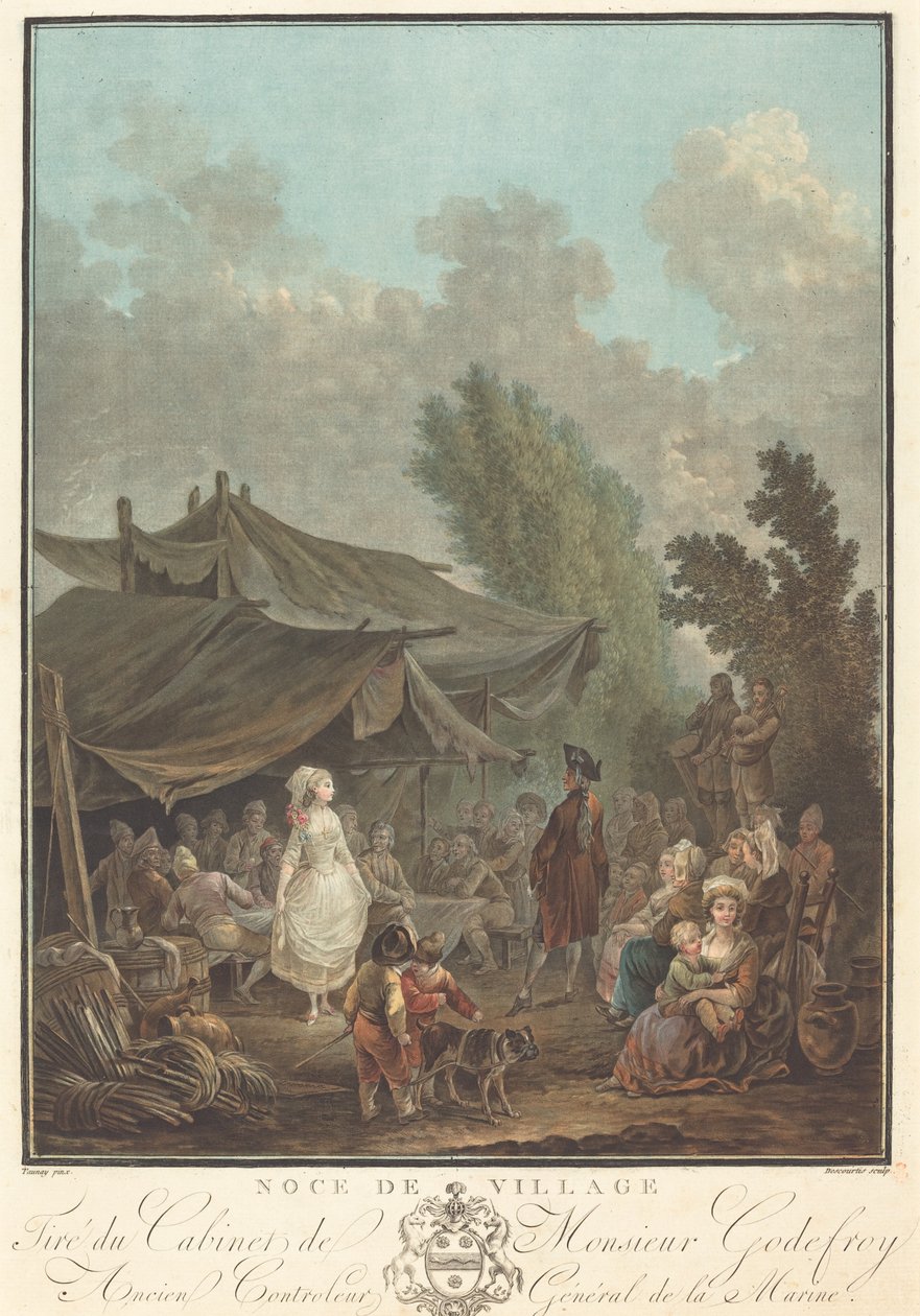 Noce de Village (landsbybryllup) av Charles Melchior Descourtis after Nicolas Antoine Taunay