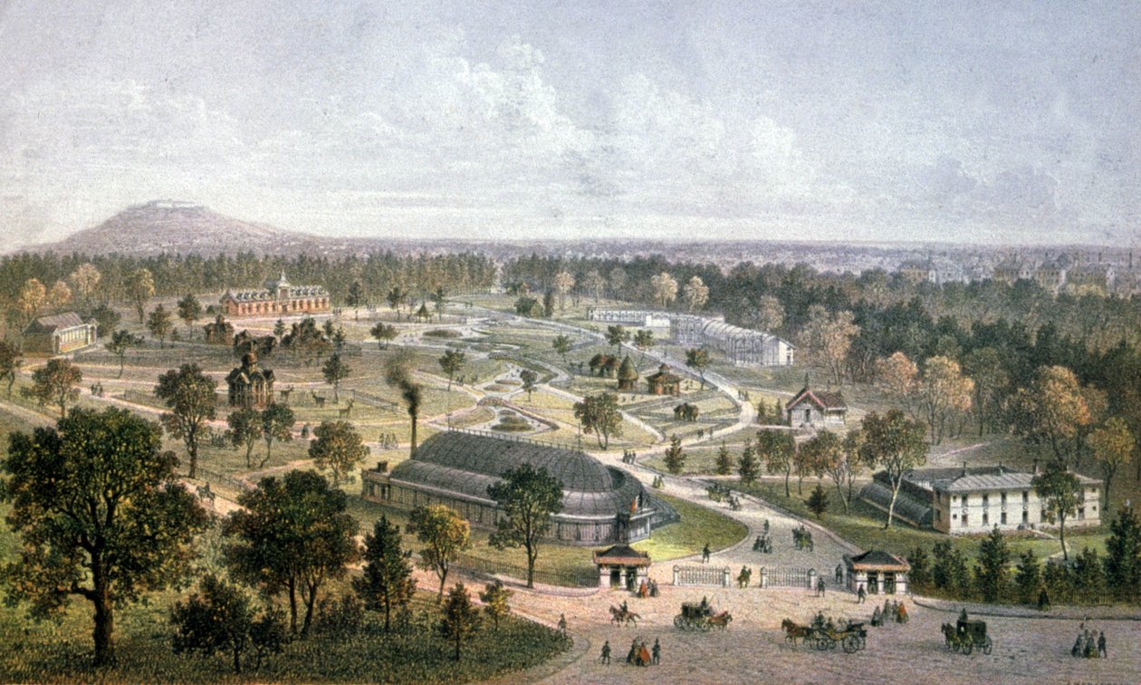 Bois de Boulogne og Jardin d#39;Acclimatation, ca. 1860 (litho) av Charles Mercereau