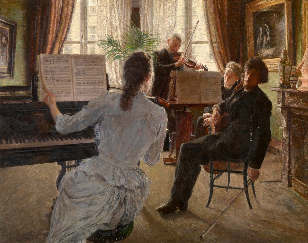 Kvartetten (olje på panel) av Charles Mertens