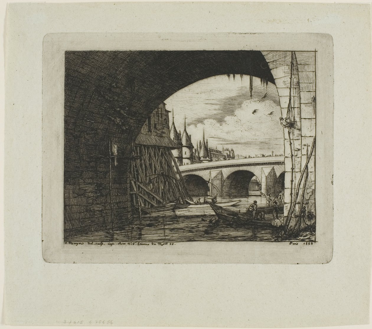 En bue av Pont Notre-Dame, Paris av Charles Meryon