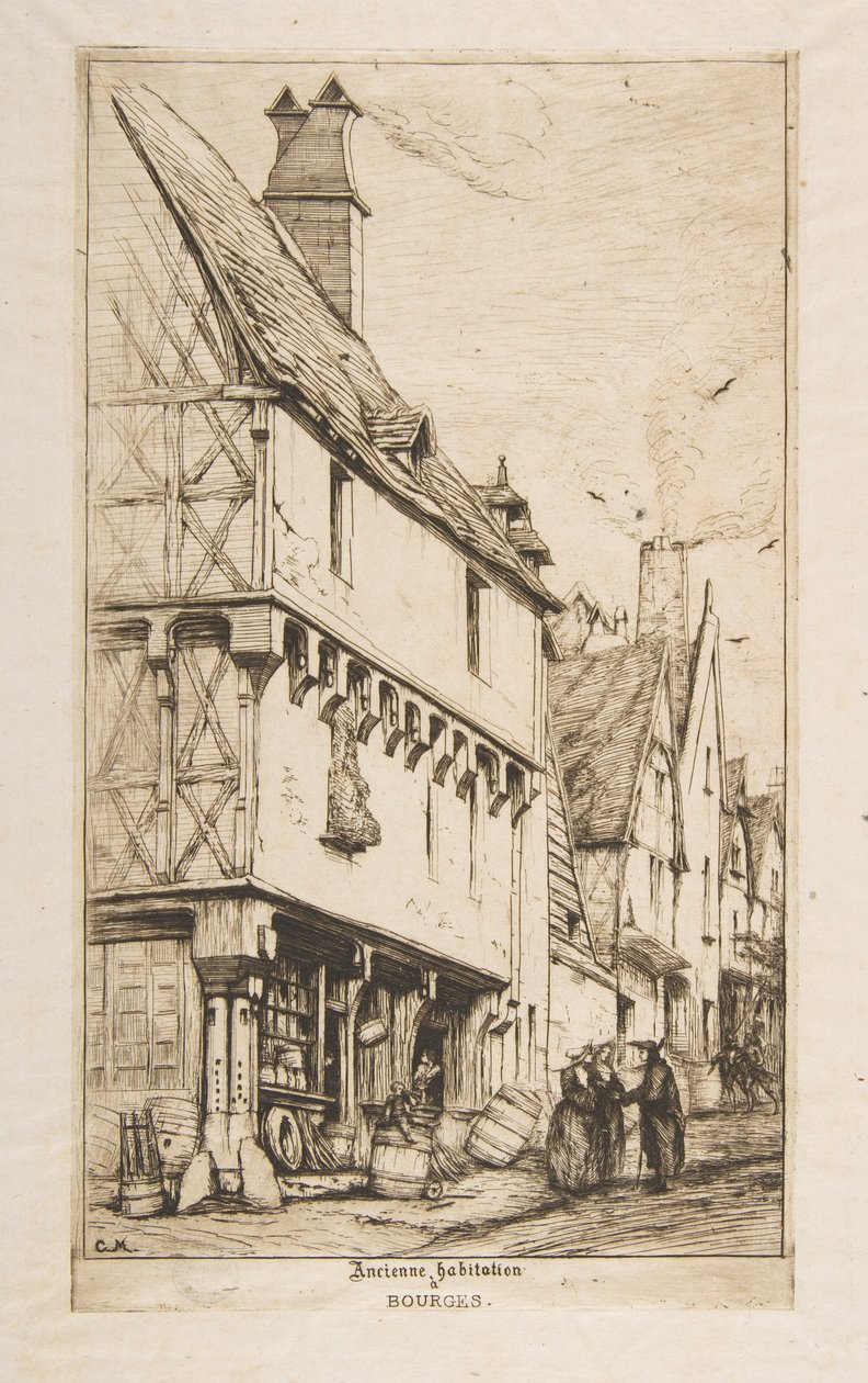 Et gammelt hus, eller Musikerens hus, Bourges av Charles Meryon