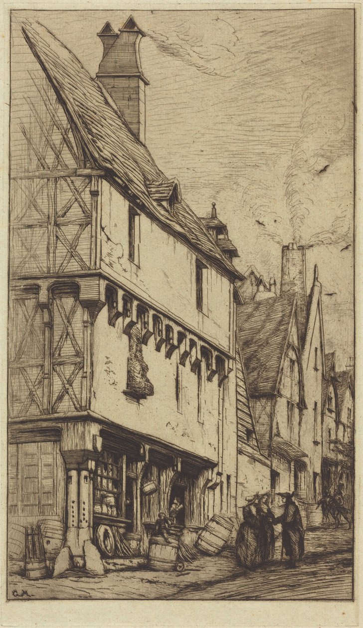 Et gammelt hus i Bourges, noen ganger kalt «Musikerens hus» av Charles Meryon
