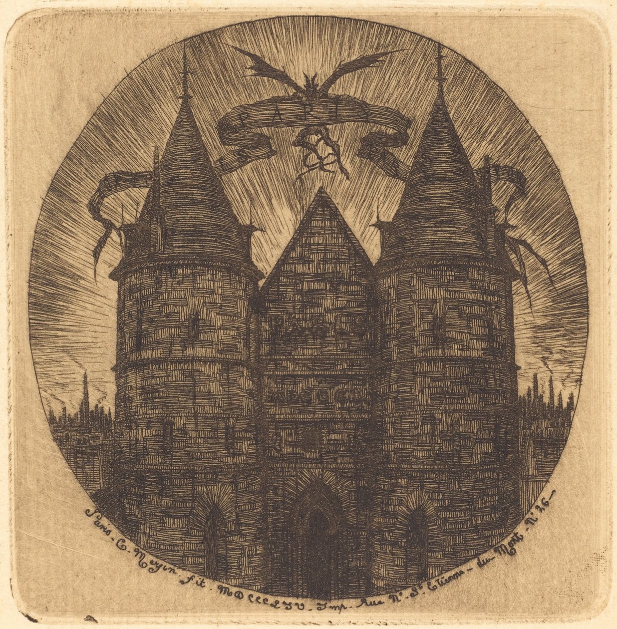 Gamle porten til Justispalasset, Paris av Charles Meryon