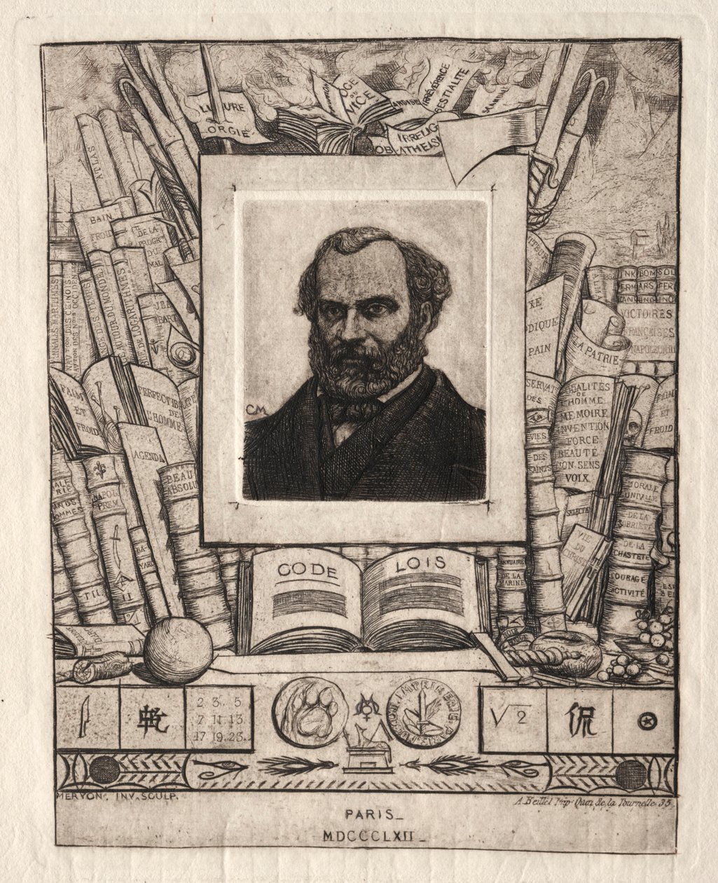 Armand Gueraud fra Nantes, skriver og bokstavmann, 1862. av Charles Meryon