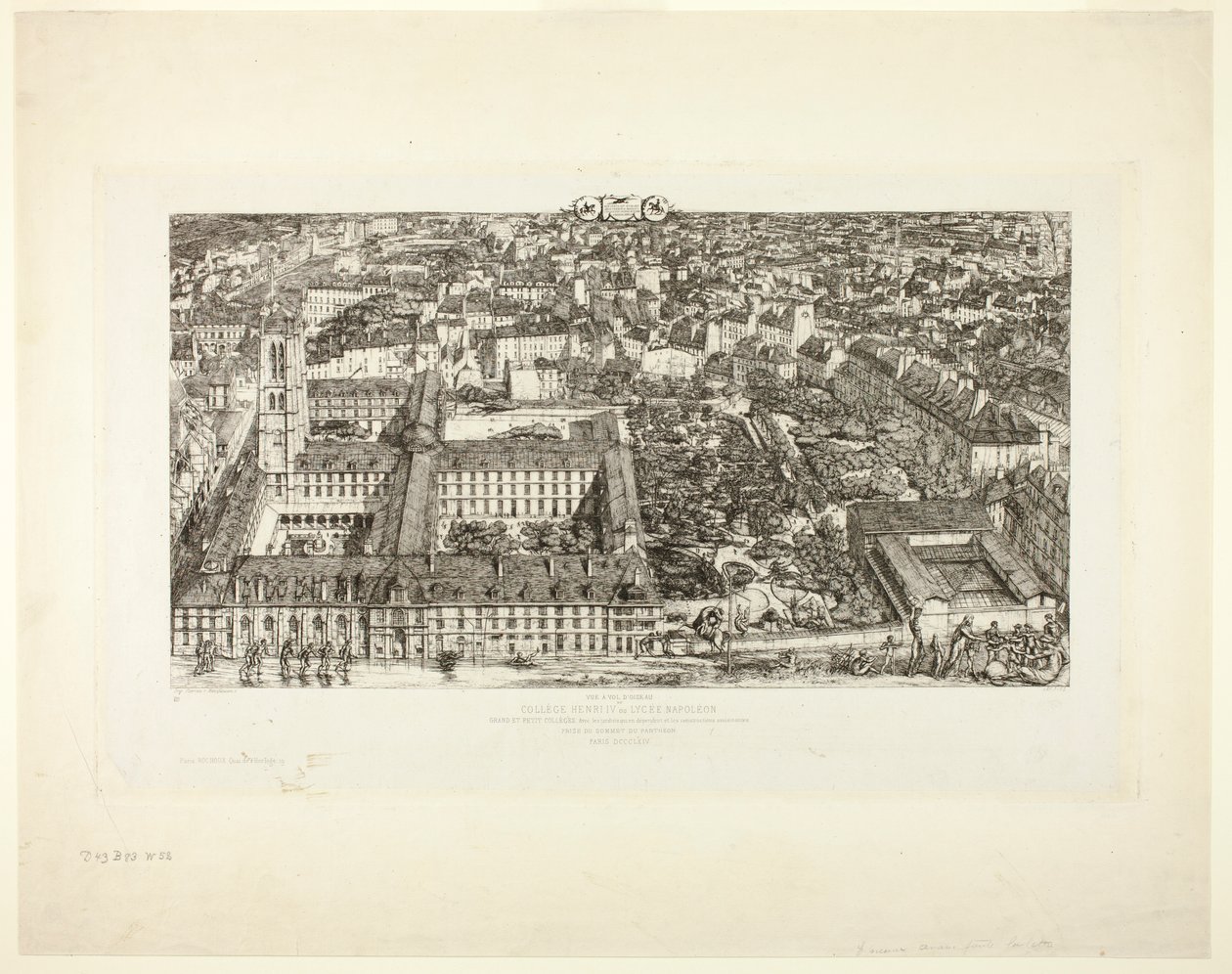 College Henry IV (eller Lycée Napoléon), Paris av Charles Meryon
