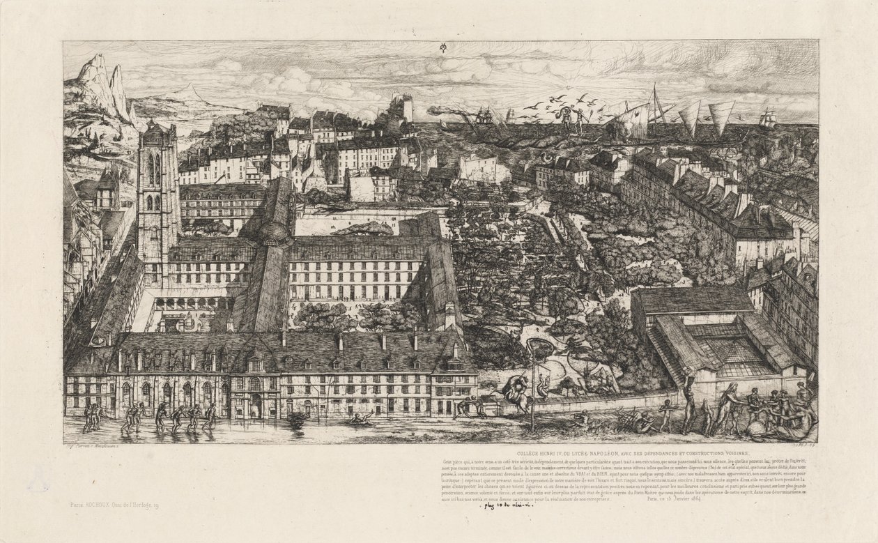 Collège Henri IV, Paris, eller Lycée Napoléon (Henry IV College eller Napoleon School, Paris) av Charles Meryon