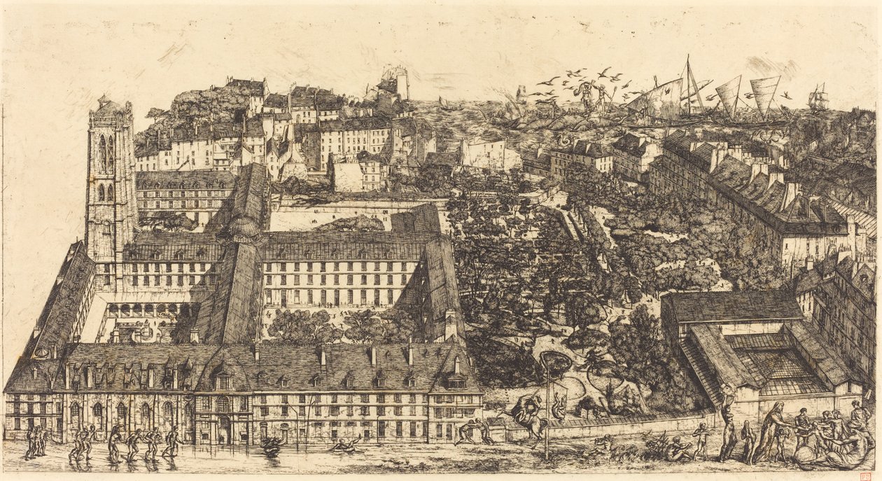 Collège Henri IV, Paris, eller Lycée Napoléon (Henry IV College eller Napoleon School, Paris) av Charles Meryon