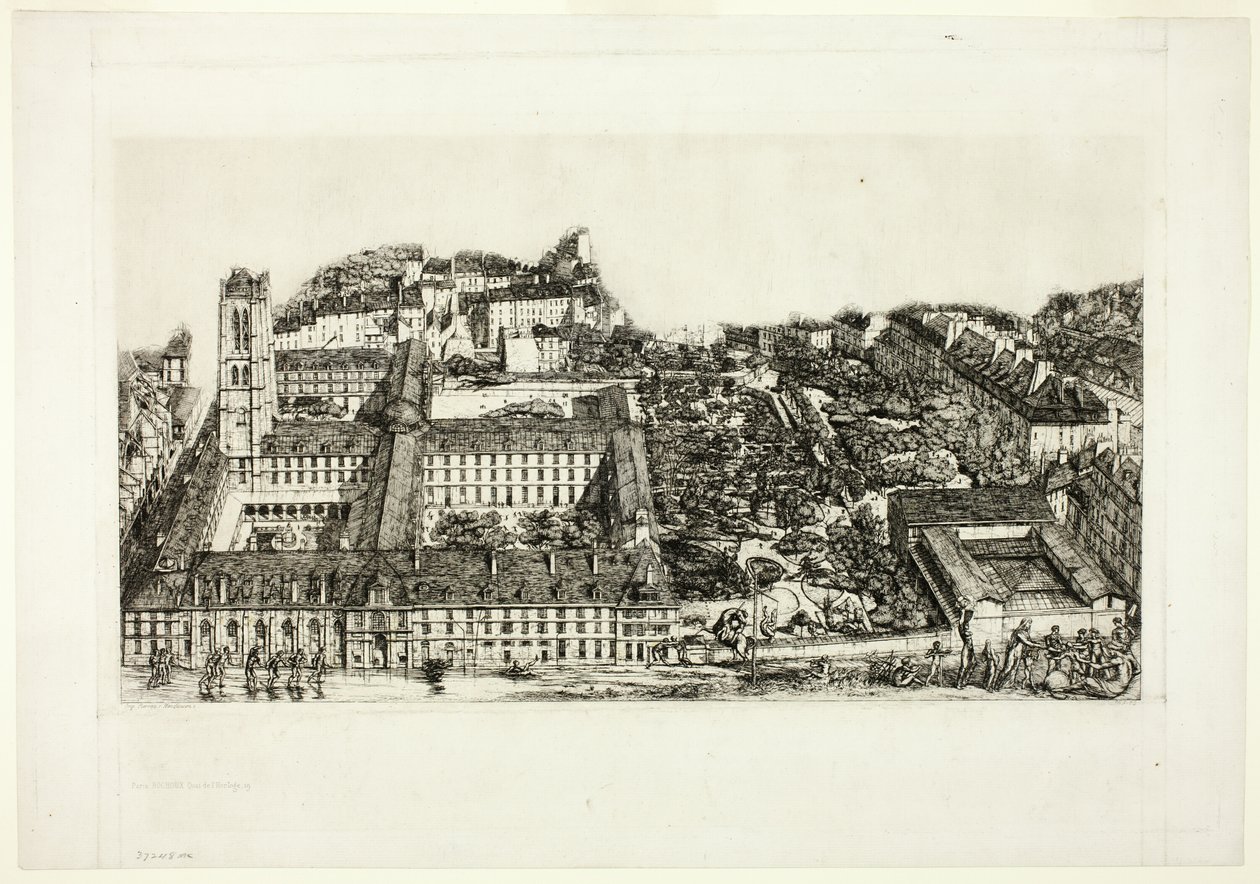 College Henry IV (eller Lycée Napoléon), Paris av Charles Meryon
