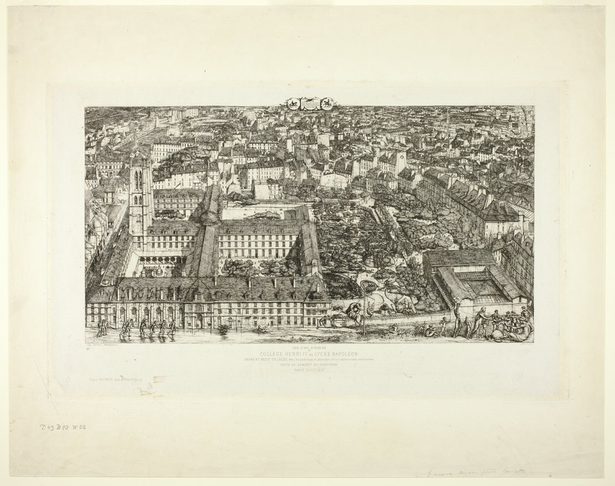 College Henry IV (eller Lycée Napoléon), Paris av Charles Meryon