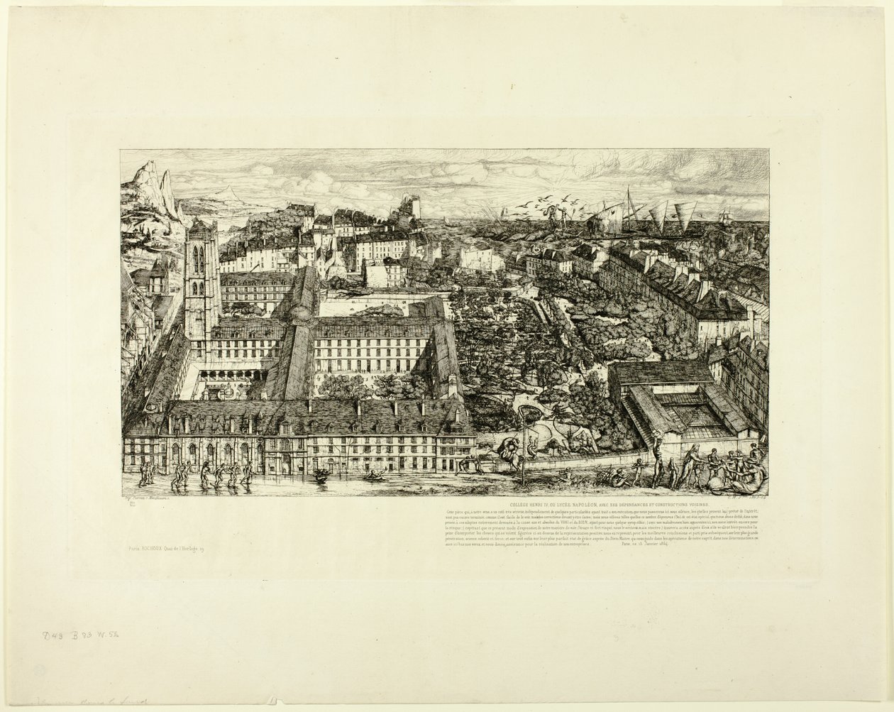 College Henry IV (eller Lycée Napoléon), Paris av Charles Meryon