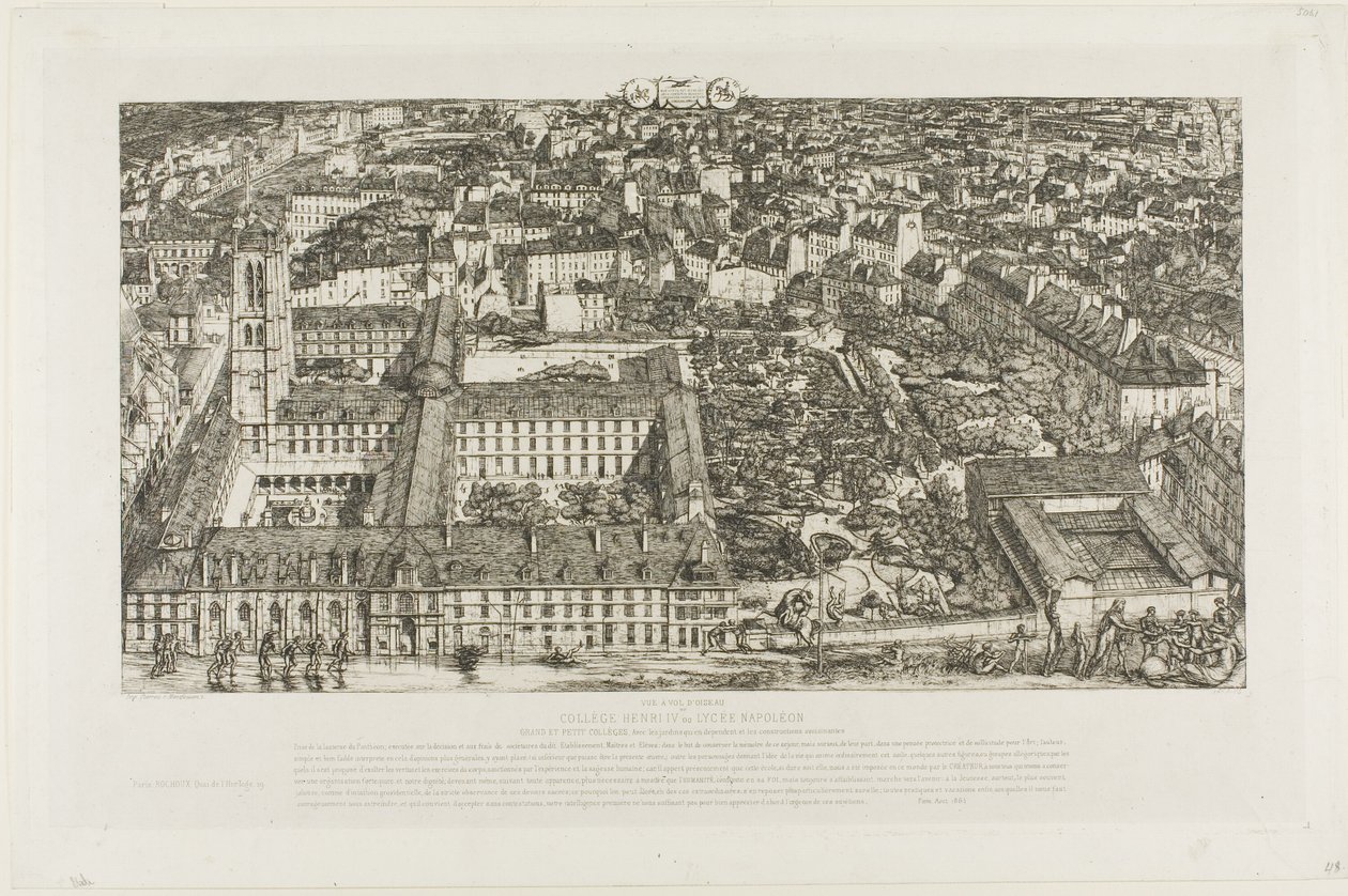 College Henry IV (eller Lycée Napoléon), Paris av Charles Meryon