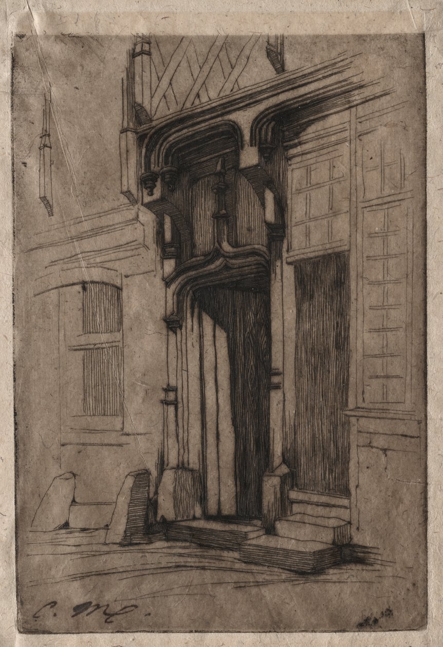 Døråpning til et gammelt kloster i Rue Mirabeau, Bourges av Charles Meryon