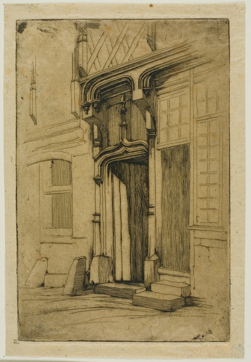 Døråpning til et gammelt kloster, i rue Mirabeau, Bourges av Charles Meryon