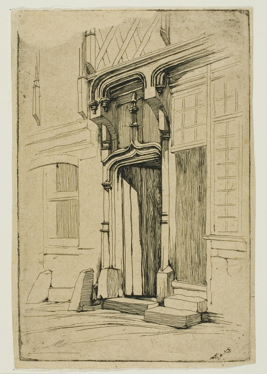 Døråpning til et gammelt kloster, i rue Mirabeau, Bourges av Charles Meryon