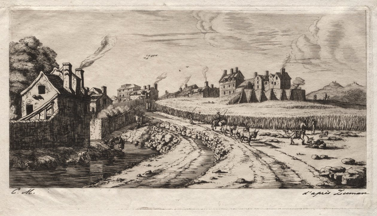 Inngang til Faubourg, Saint-Marceau, Paris, 1850. av Charles Meryon