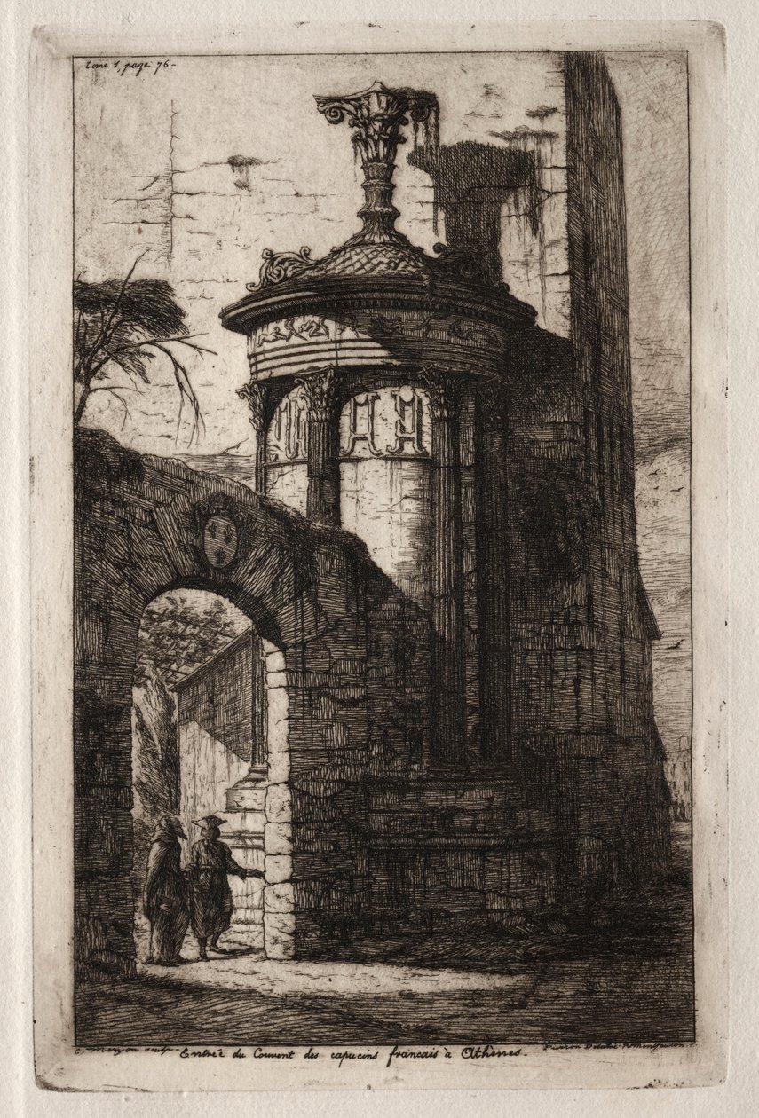 Inngang til det franske kapusinerklosteret i Athen, 1854. av Charles Meryon