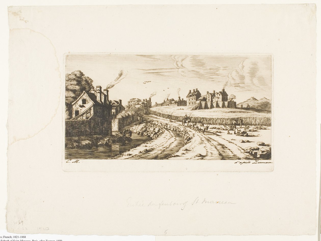 Inngang til forstaden Saint-Marceau, Paris av Charles Meryon