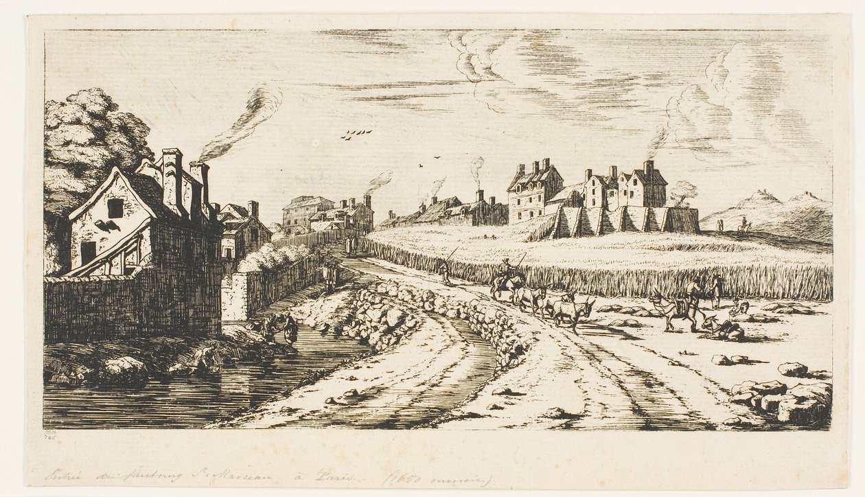 Inngang til forstaden Saint-Marceau, Paris av Charles Meryon