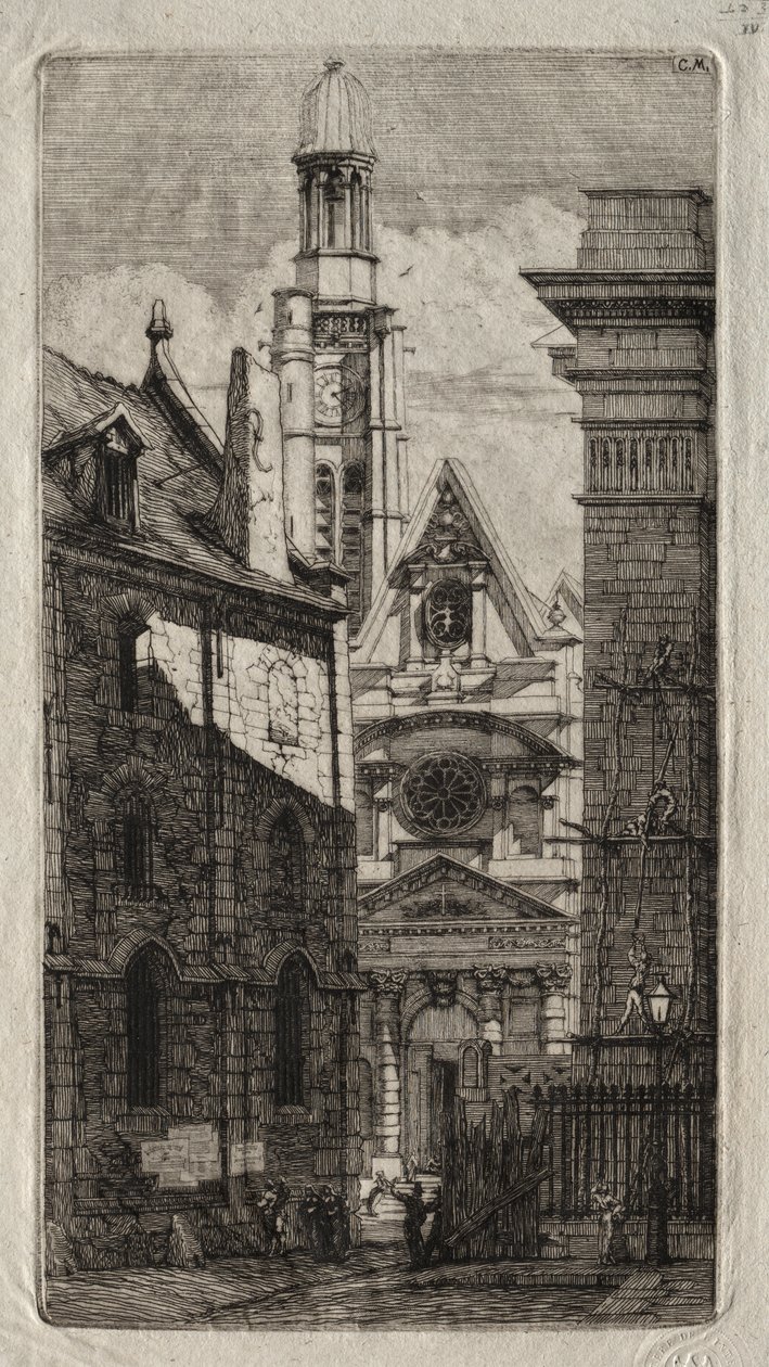 Etsninger av Paris: Kirken St. Stephen of the Mount av Charles Meryon