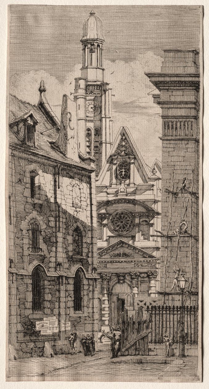 Etsninger av Paris: Kirken St. Stephen of the Mount av Charles Meryon