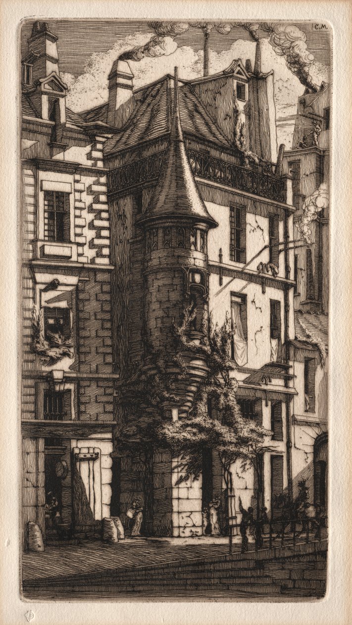 Etchings of Paris: House with a Turret, Weavers' Street av Charles Meryon