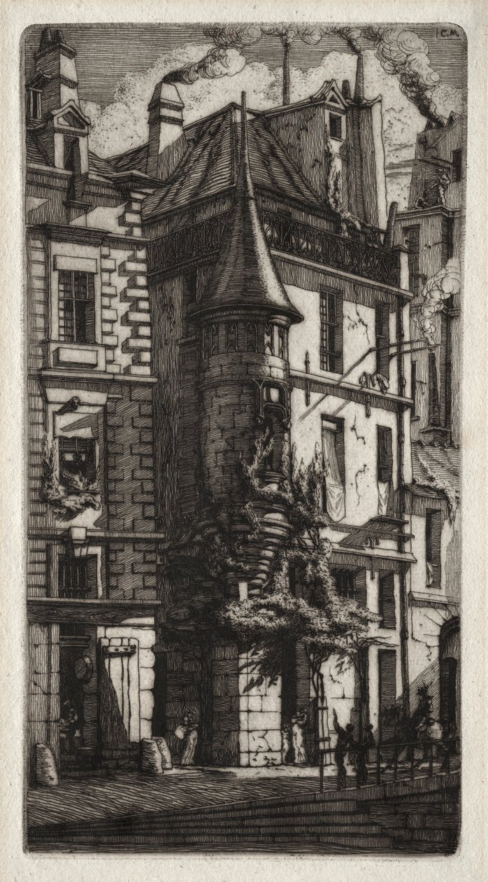 Etchings of Paris: House with a Turret, Weavers Street, 1852. av Charles Meryon
