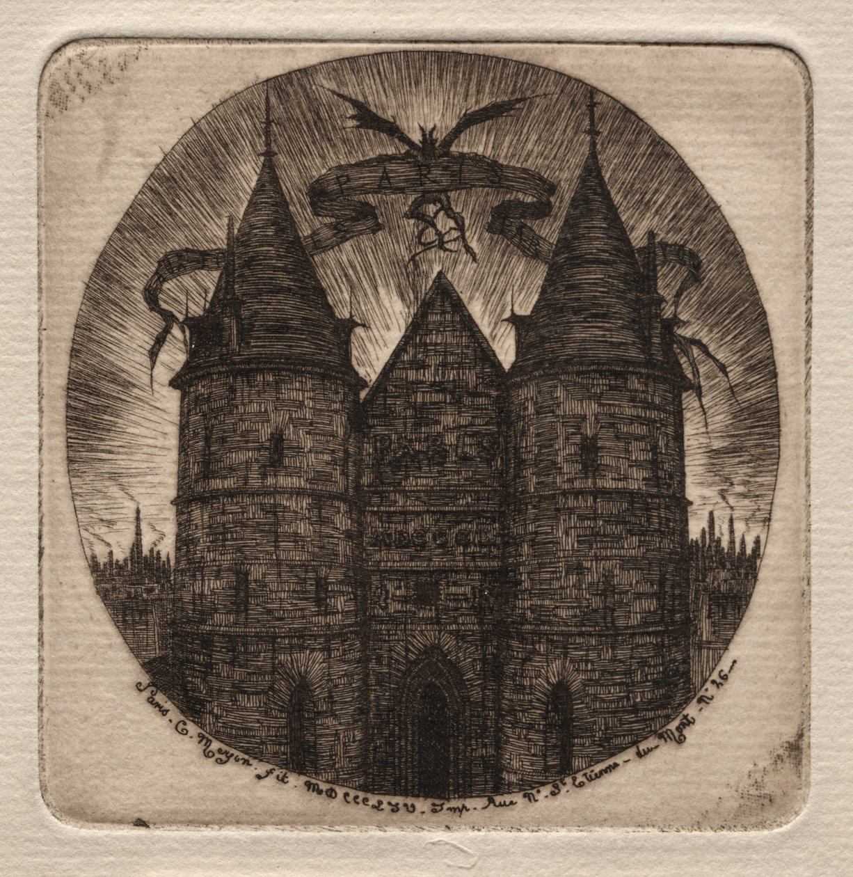 Etsninger av Paris: Old Gate of Justice Palace, 1854. av Charles Meryon