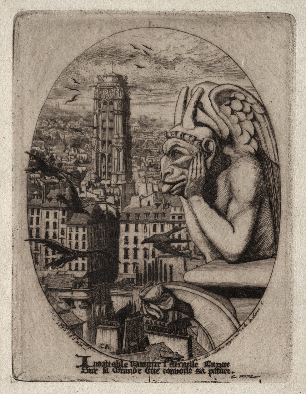 Etchings of Paris: The Gargoyle, 1853. av Charles Meryon