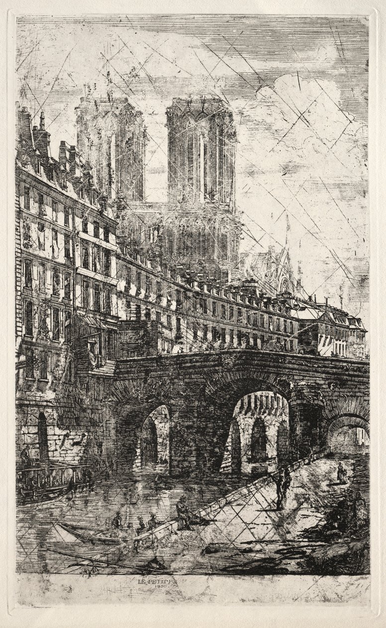 Etsninger av Paris: Den lille broen, 1850. av Charles Meryon