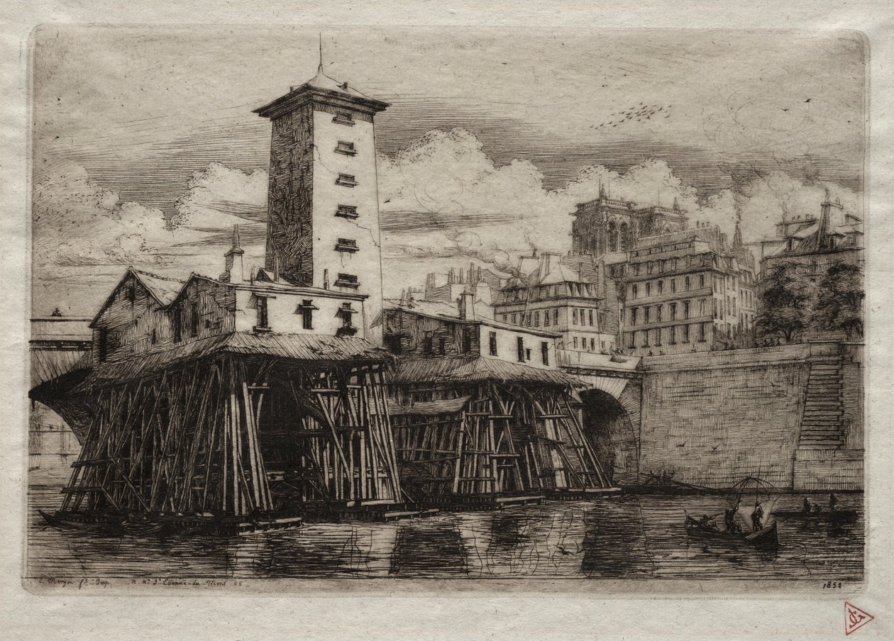 Etchings of Paris: The Notre Dame Pump, 1852. av Charles Meryon