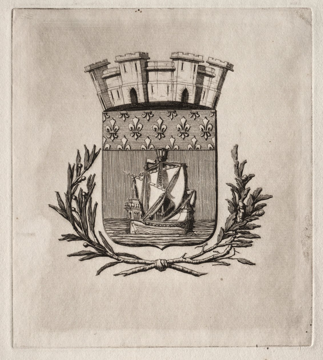 Etchings of Paris: The Symbolical Arms of the City of Paris, 1854. av Charles Meryon