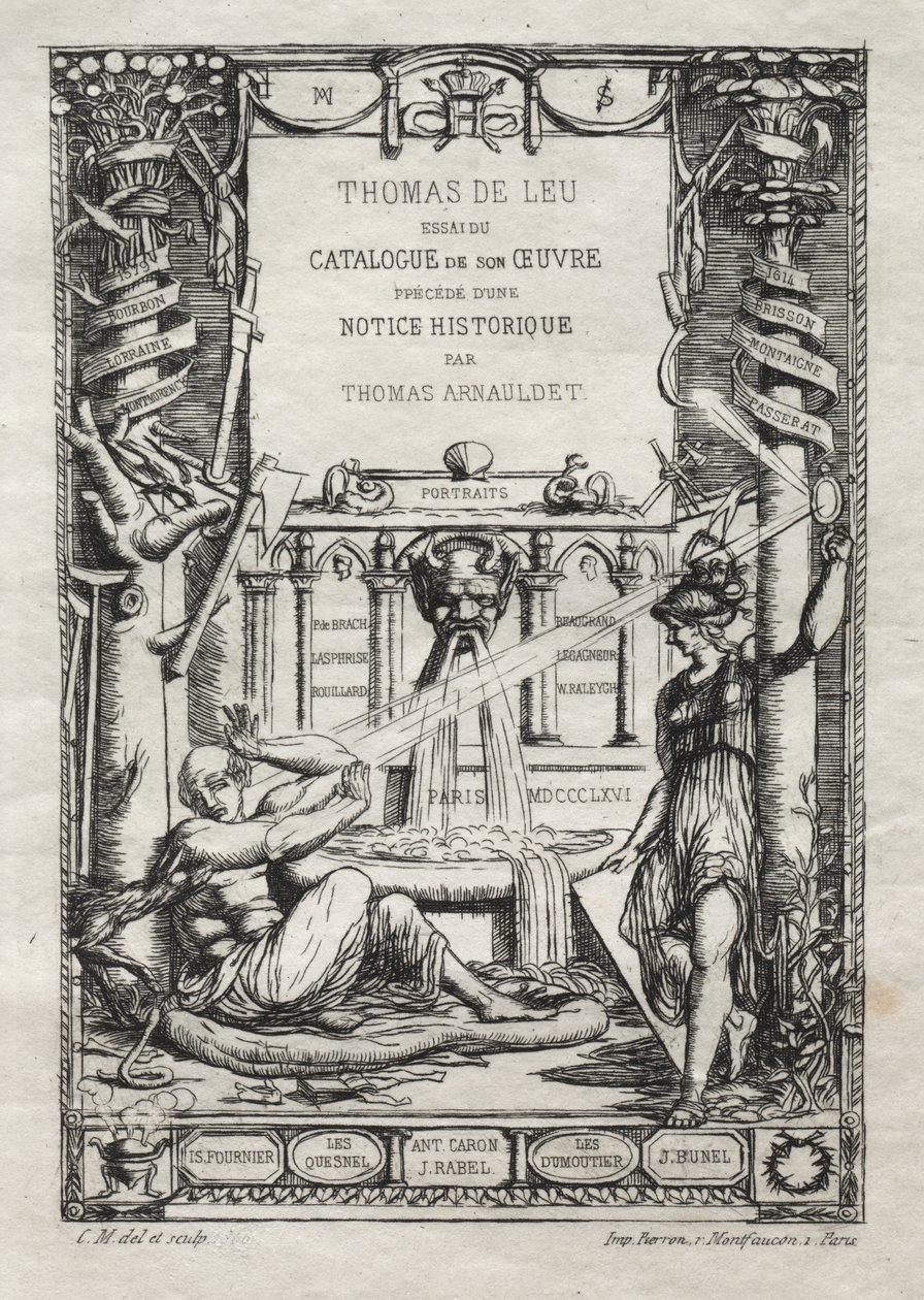 Frontispice for en katalog over graveringene til Thomas de Leu av Charles Meryon